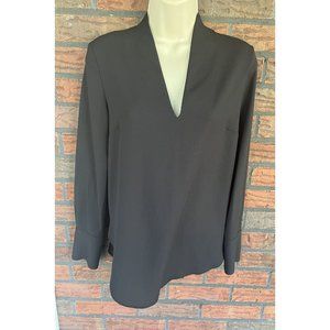 Long Sleeve Black Blouse Small 4 H&M V-Neck 2 Button Sleeve Chiffon Top Office